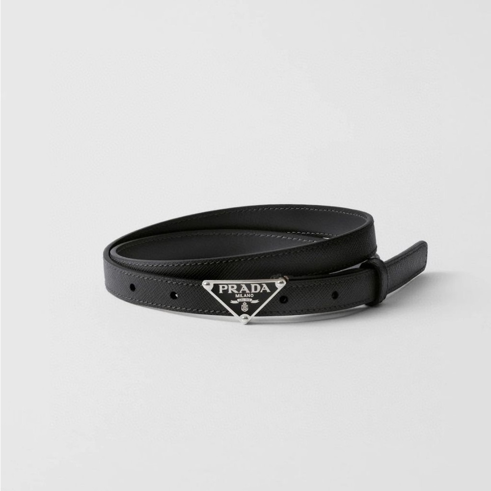 Prada Black Logo Leather Belt